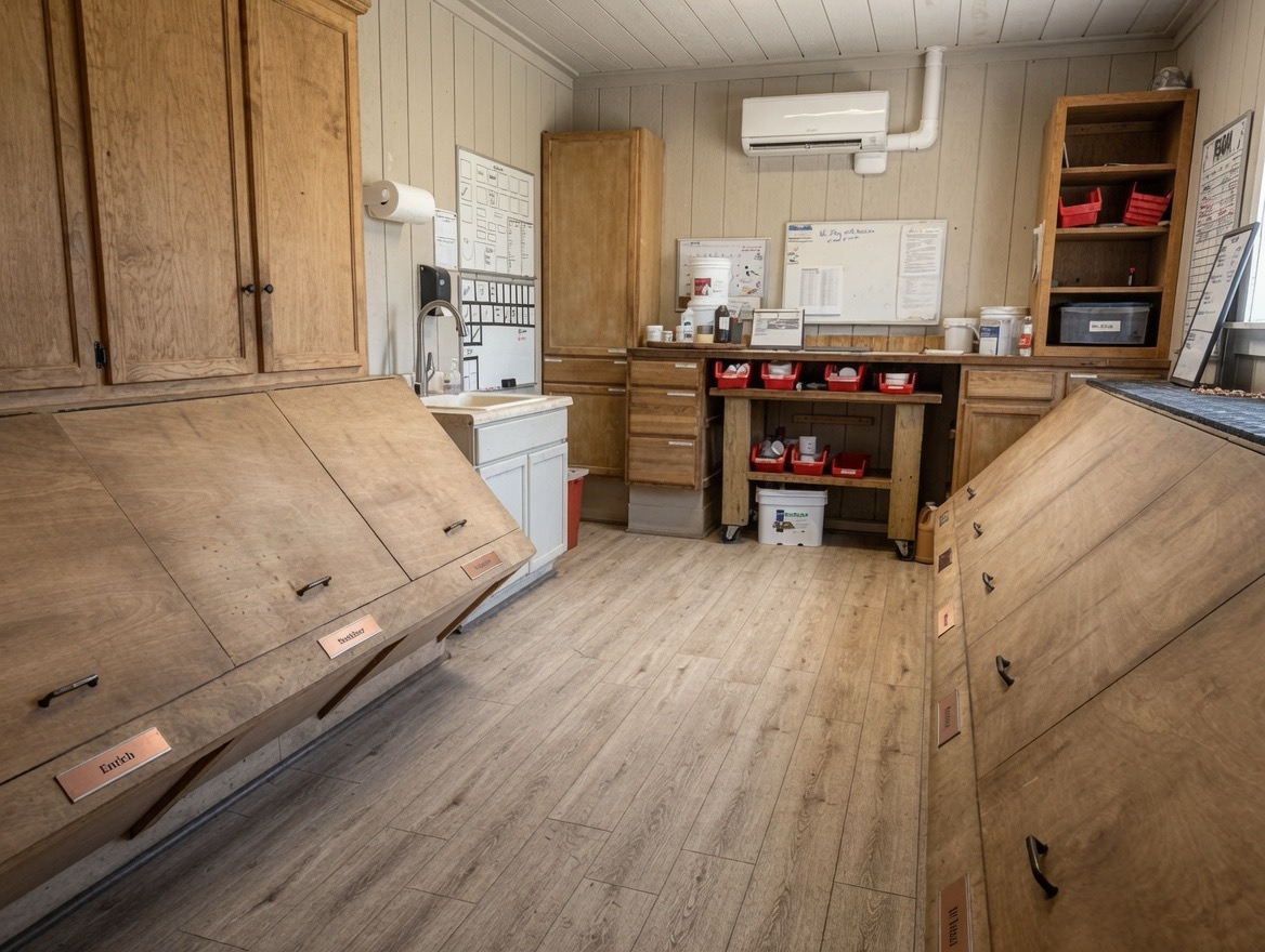 Feed room at Reagan Equine