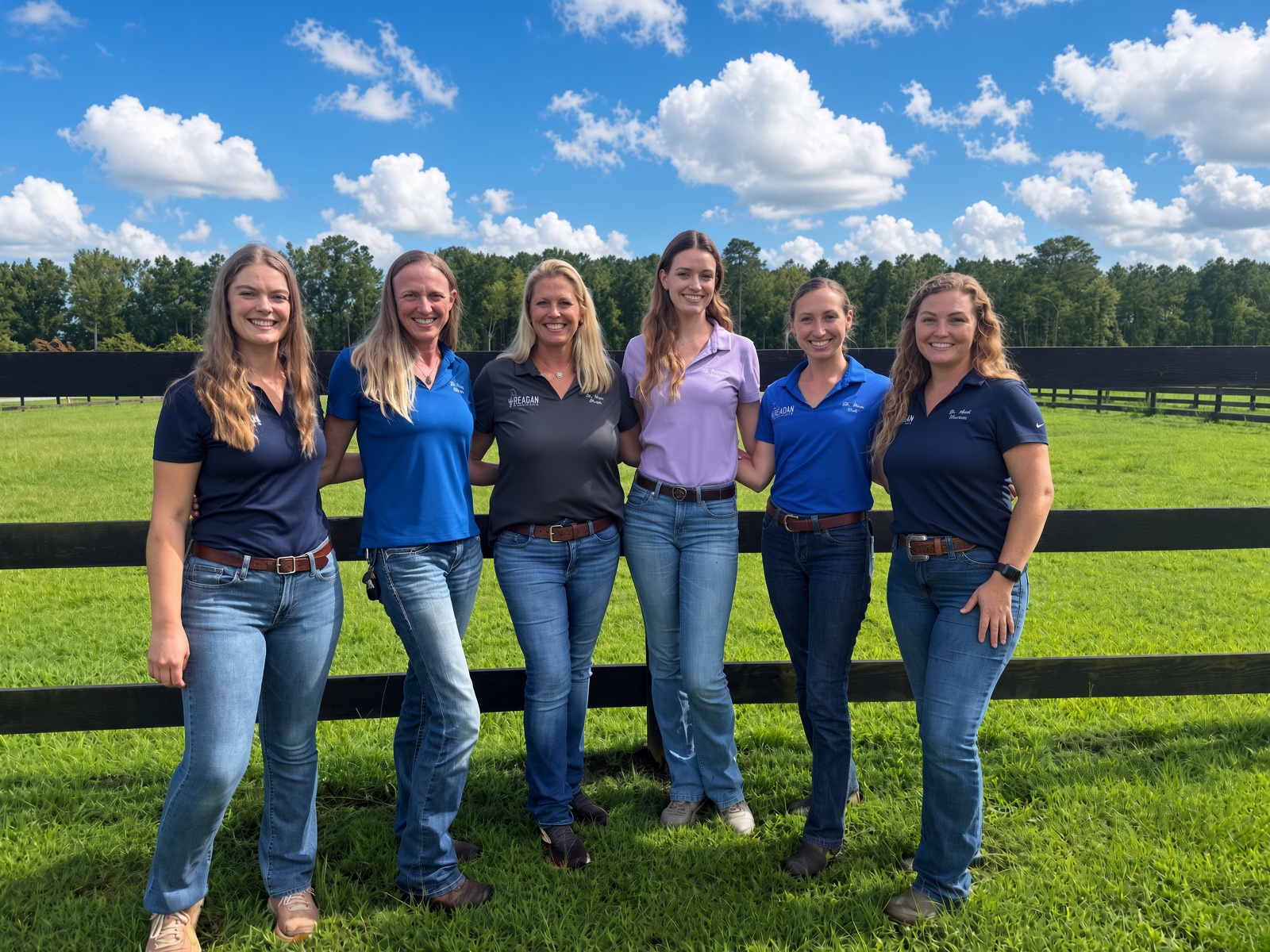 The Reagan Equine veterinary team at the clinic pasture